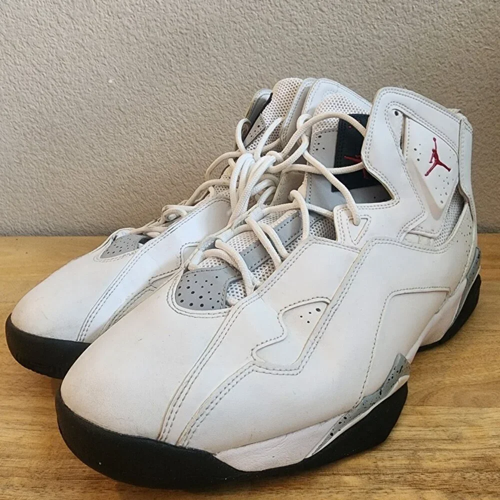 Air Jordan True Flight White Cement Basketball Sneakers 342964-104 Mens 12
